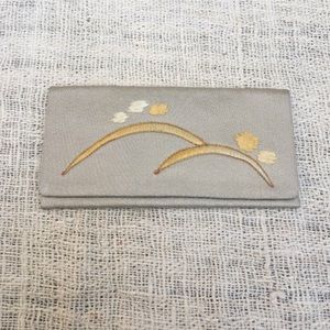 Silk Metallic Embroidered Money Checkbook Holder
